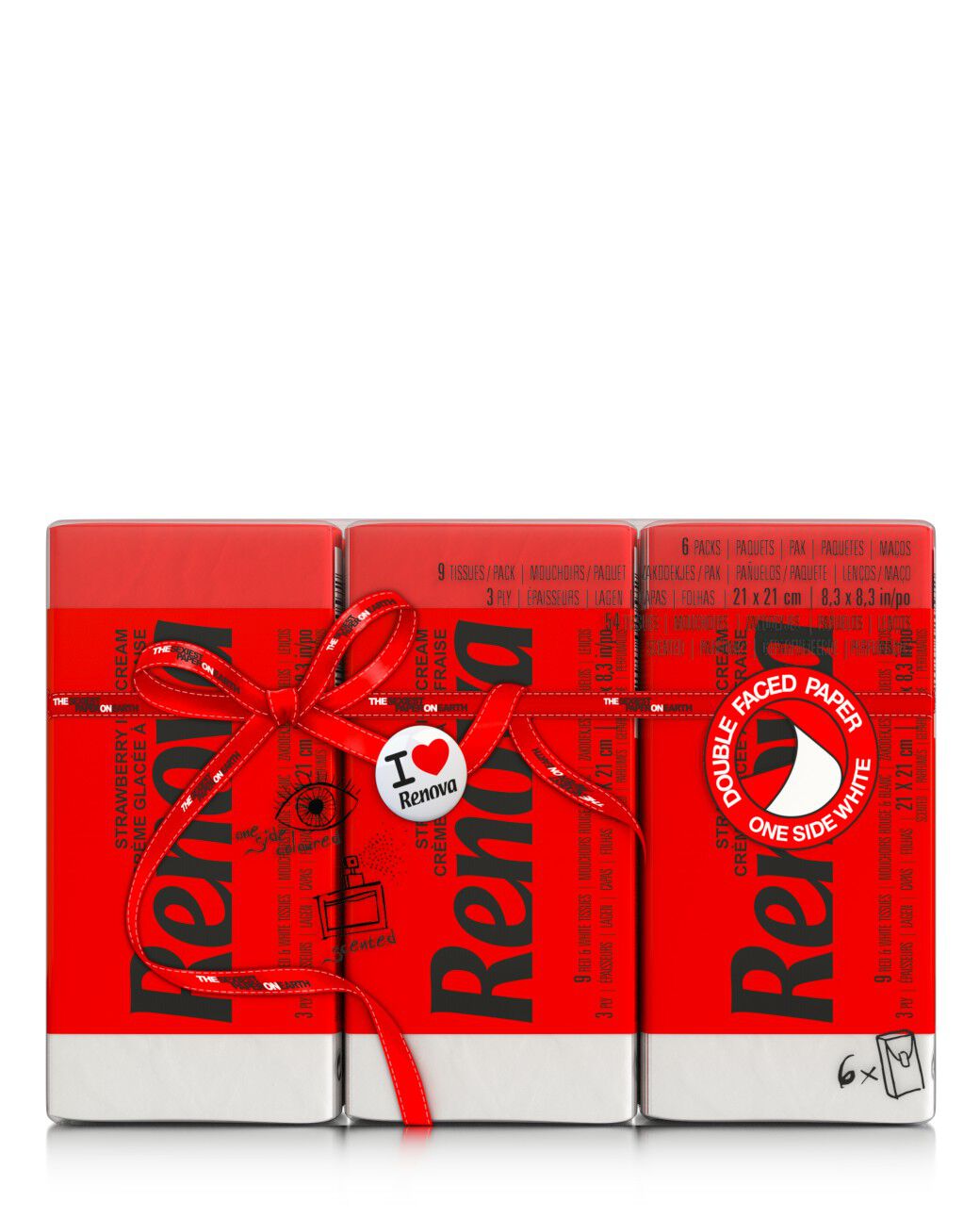 Mouchoirs Rouges Parfum&eacute; &agrave; la Fraise Glace