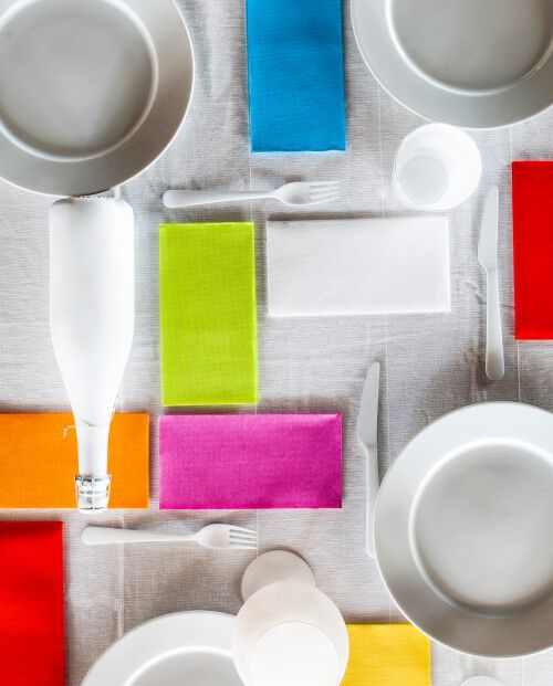 Green Folded Table Napkins x3