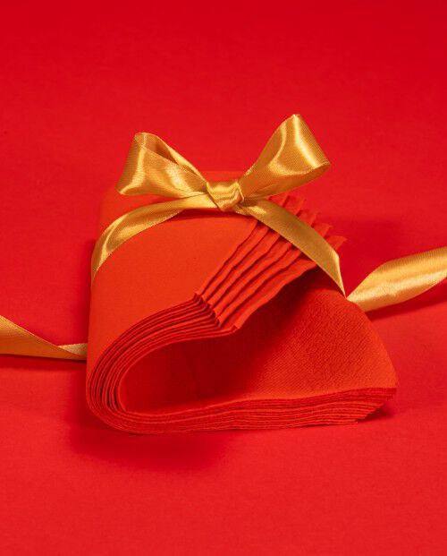 Gold Red Table Napkins x2