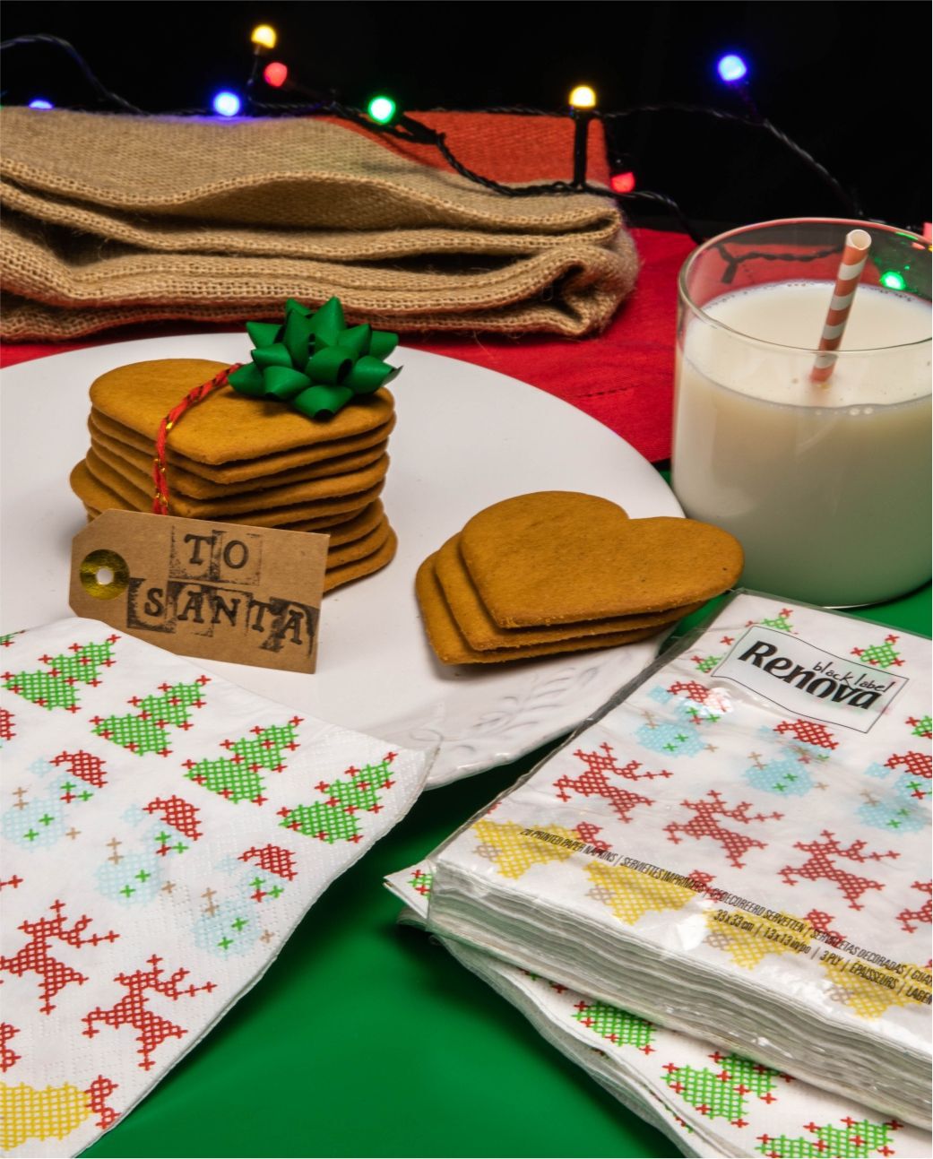 Serviettes de No&euml;l au Point de Croix