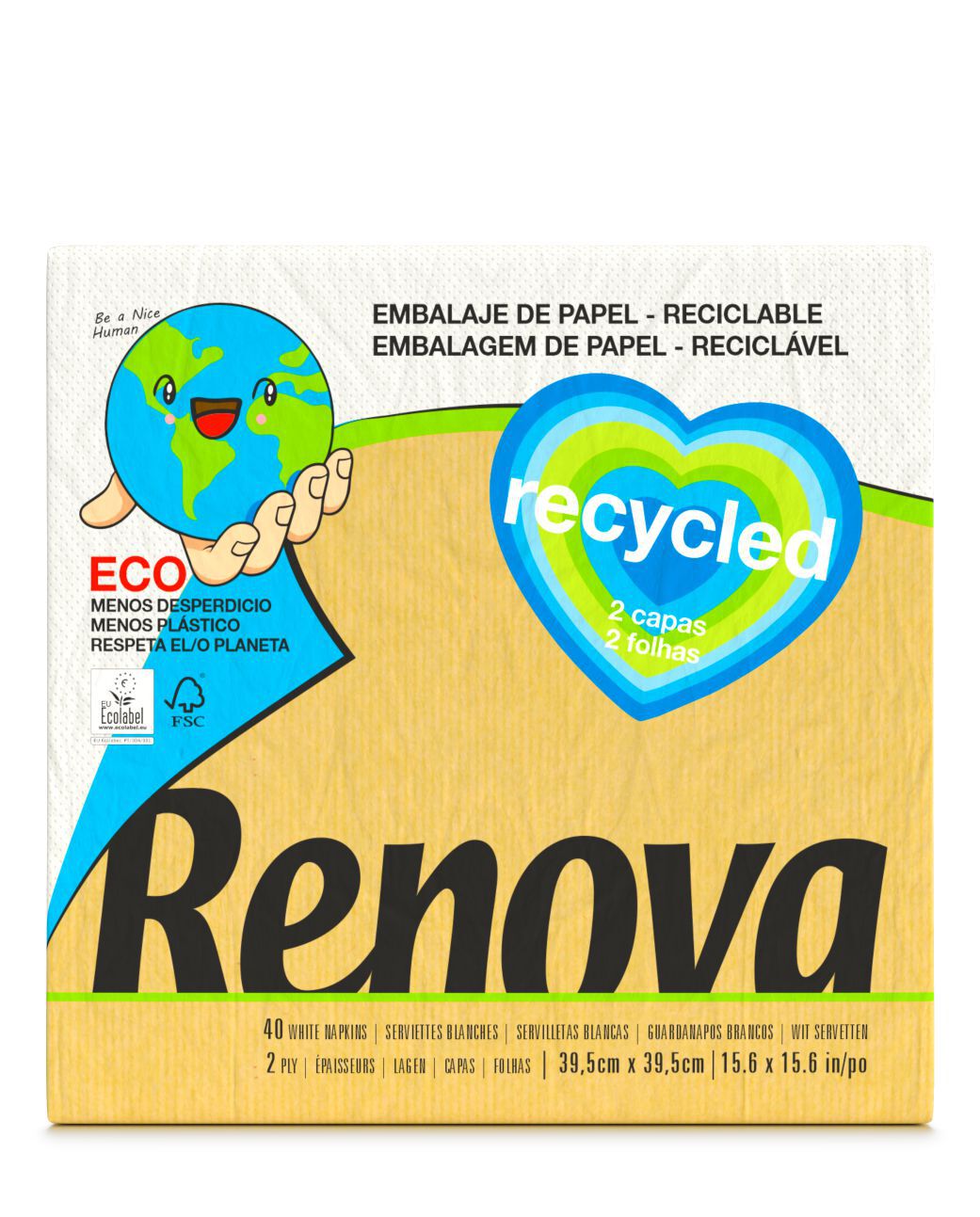 Servilletas Recycled 39x39 40 UN