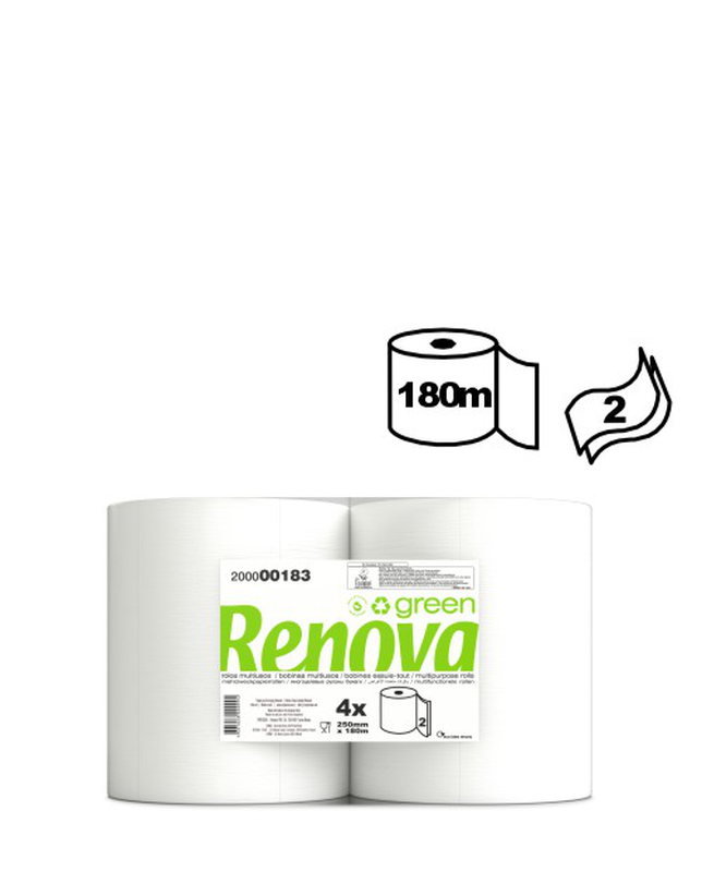 Renovagreen 4x180m Multipurpose Rolls 2 Ply Renovagreen 4x180m Multipurpose Rolls 2 Ply