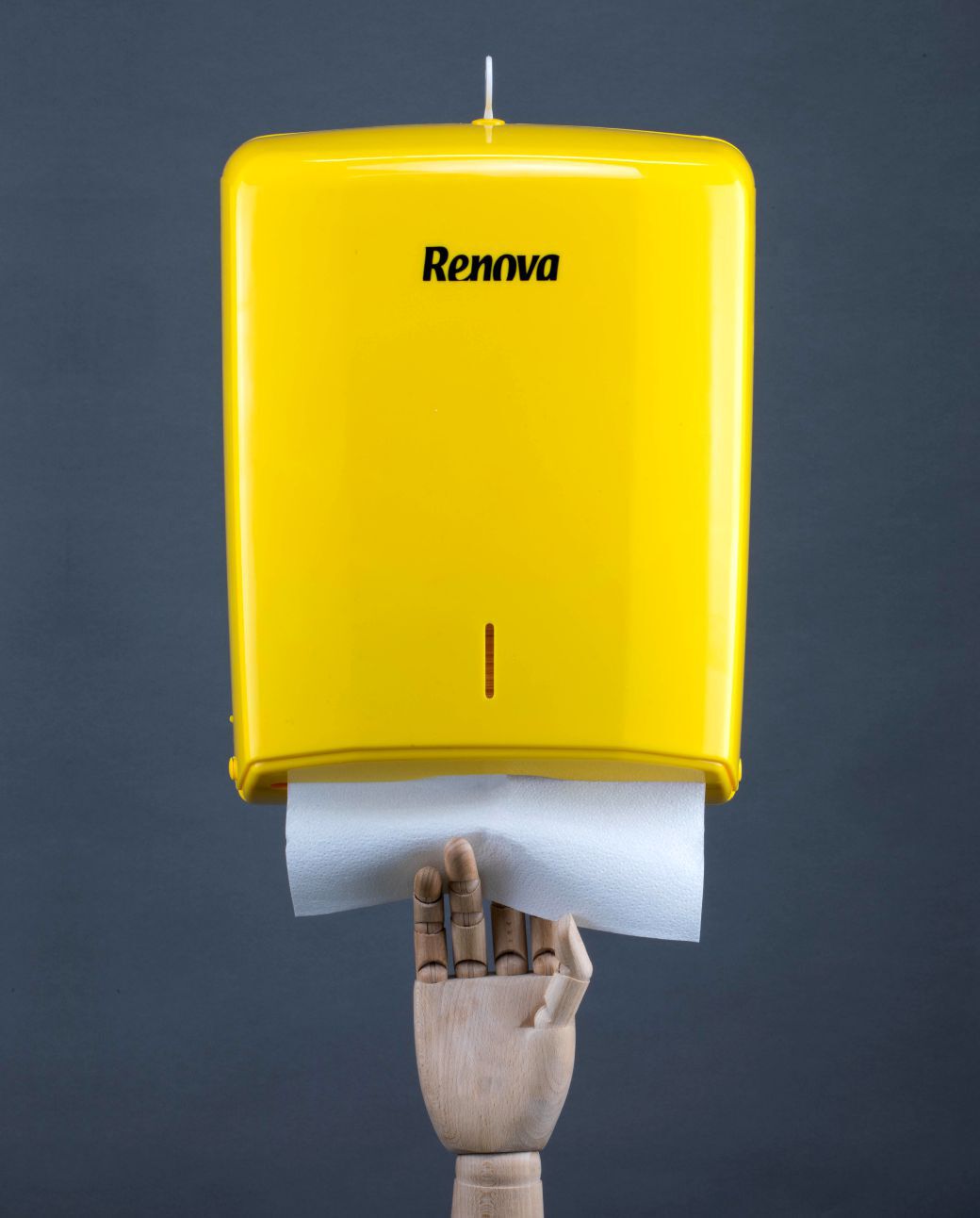 Yellow Folded Towels Dispenser