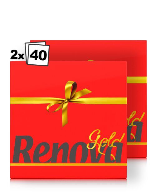 Gold Red Table Napkins x2