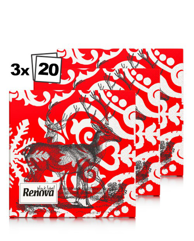 Serviettes Rennes de Noël x3 Serviettes Rennes de Noël x3