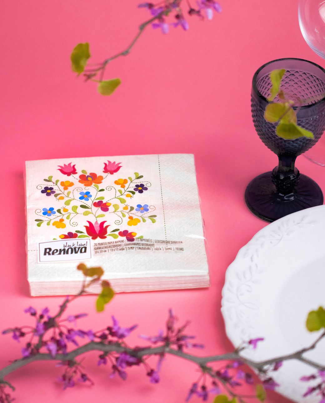 Floral Embroidery Paper Napkins