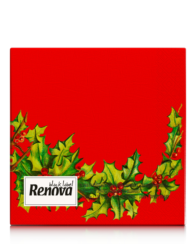 Red Christmas Holly Paper Napkins Red Christmas Holly Paper Napkins