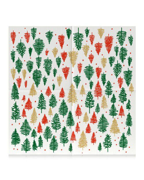 Gold Christmas Trees Paper Napkins