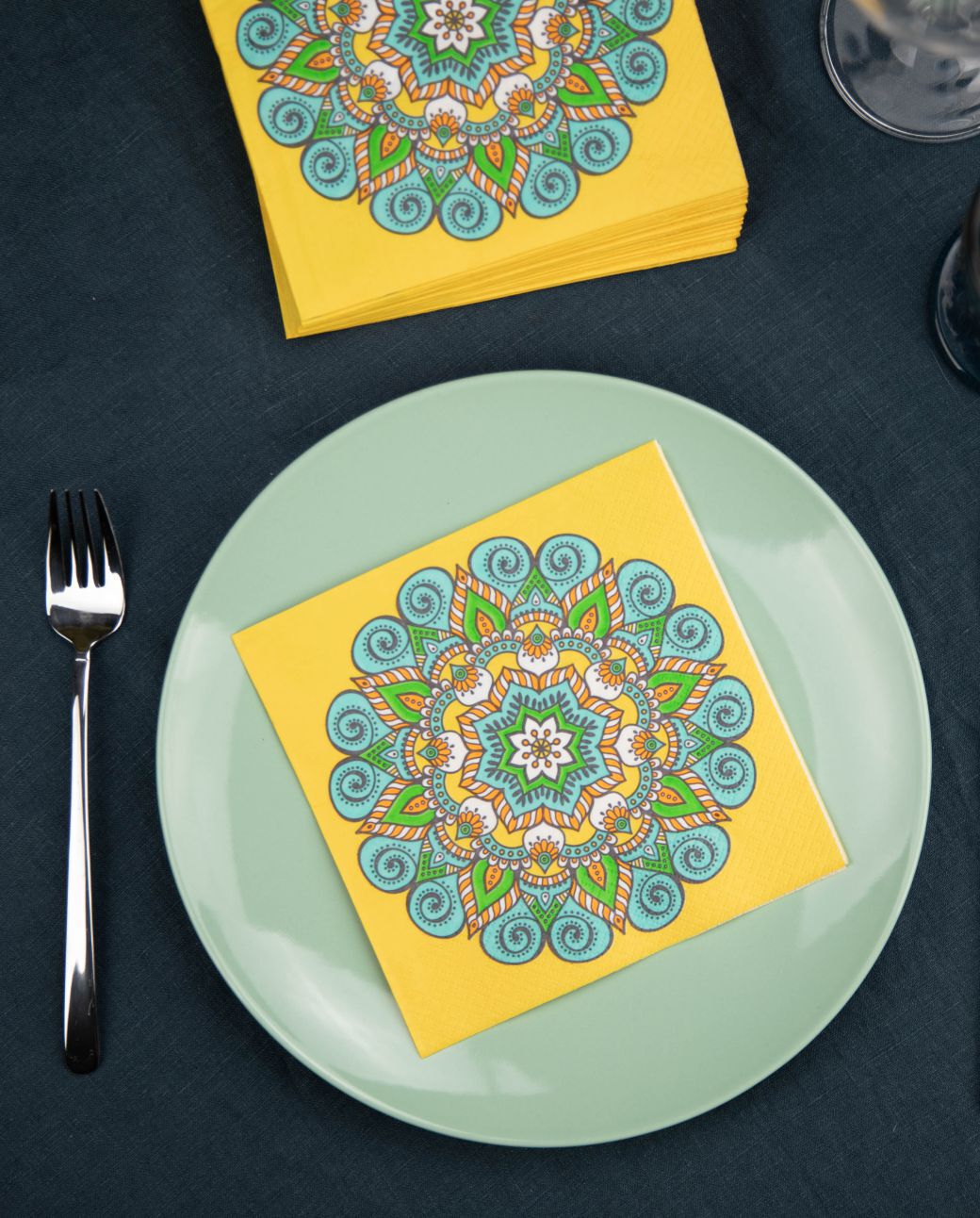 Serviettes Mandala Jaune