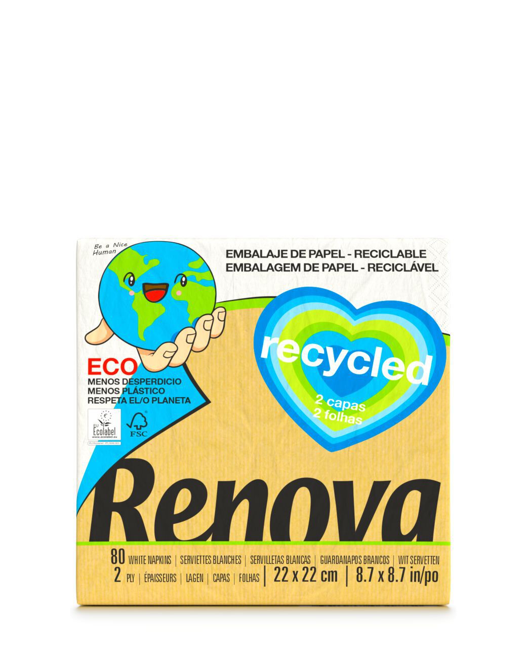 Servilletas Recycled 22x22 80 UN