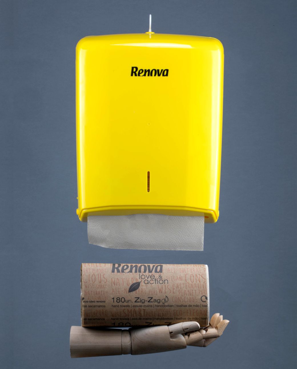 Yellow Folded Towels Dispenser