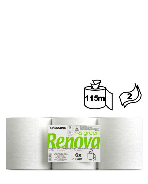 Renovagreen Centrefeed 6x115m Roll Hand Towels