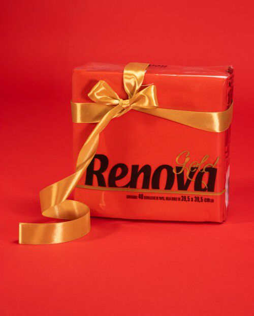 Gold Red Table Napkins x2