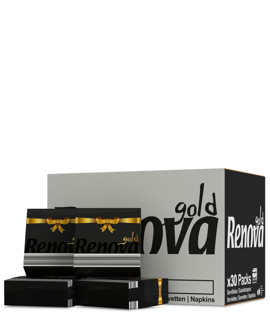 Serviettes Gold Noir x30