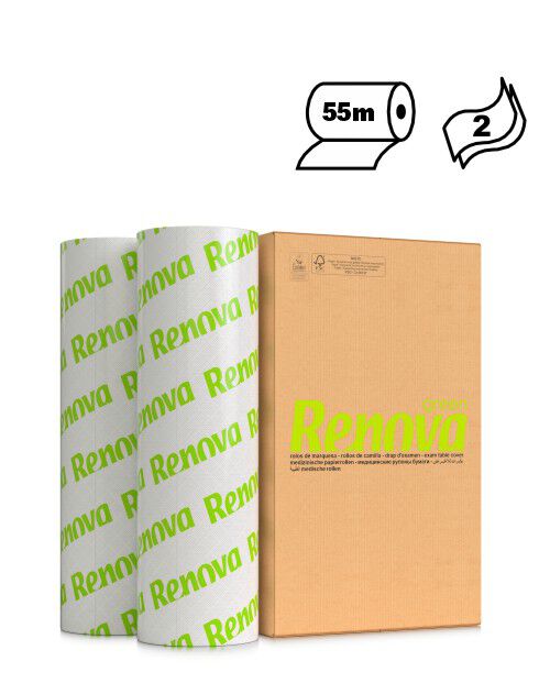 Renovagreen 6x55m 2P Treatment Table Paper Rolls