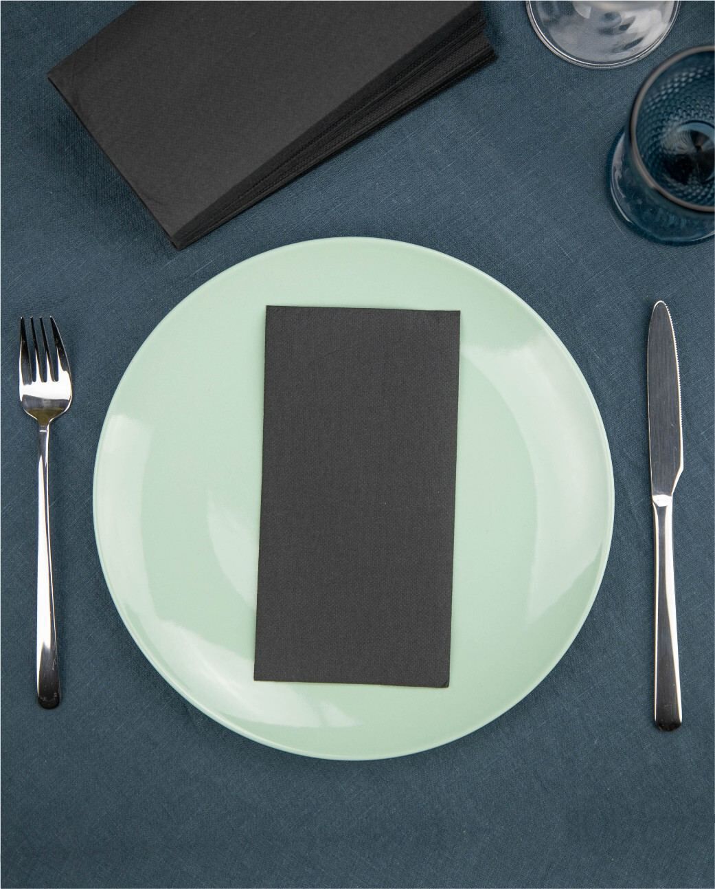 Servilletas Dobladas Negras