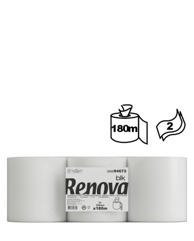 BLK Centrefeed 3x180m Roll Hand Towels BLK Centrefeed 3x180m Roll Hand Towels