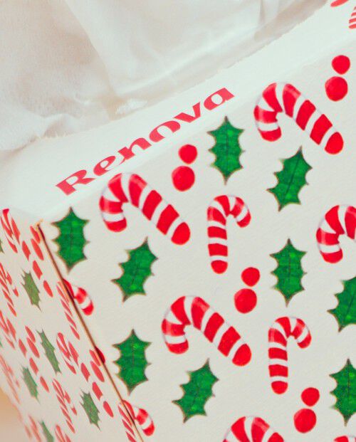 Mouchoirs en Boite Canne &agrave; sucre de No&euml;l