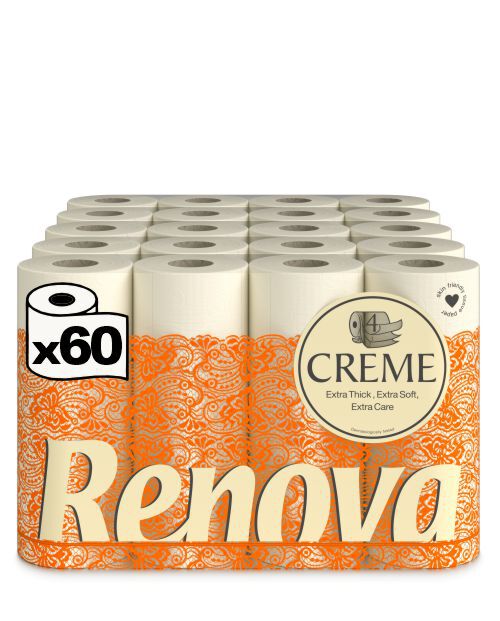 Papier toilette 4 Plis Cr&egrave;me 60R