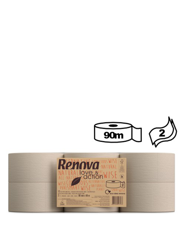 Papier toilette - Love & Action Jumbo 2P 12x90m Papier toilette - Love & Action Jumbo 2P 12x90m