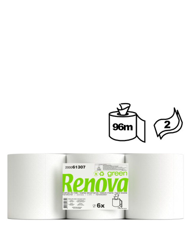 Renovagreen Centrefeed 6x96m Roll Hand Towels Renovagreen Centrefeed 6x96m Roll Hand Towels
