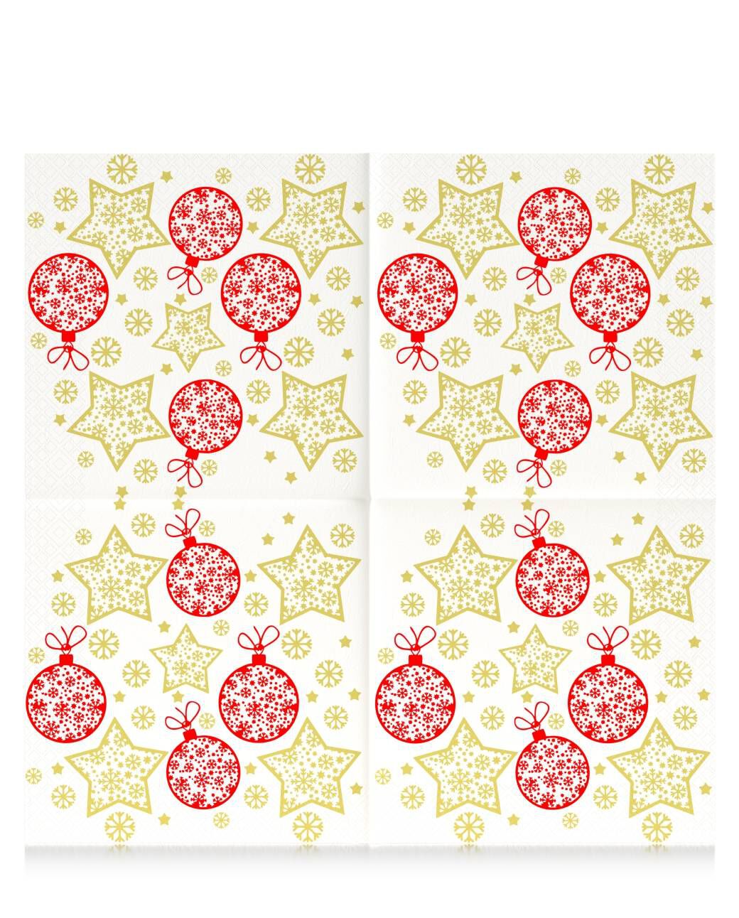 Guardanapos Estrelas e Bolas de Natal