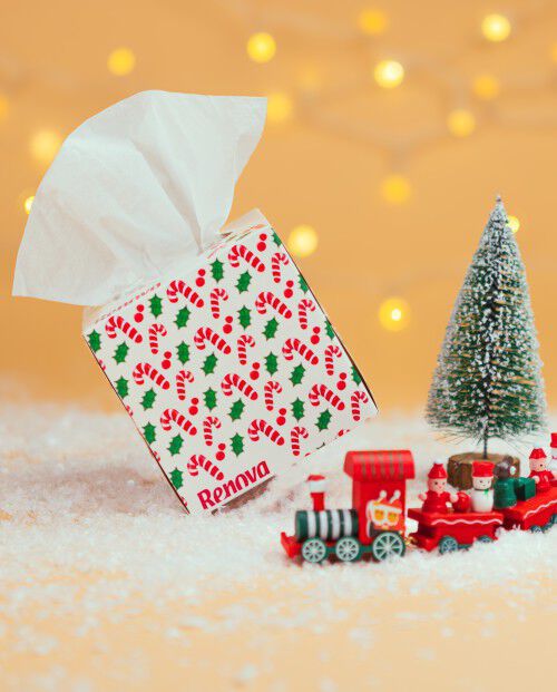 Mouchoirs en Boite Canne &agrave; sucre de No&euml;l