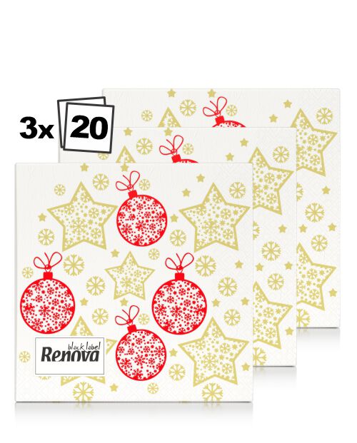 Servilletas Estrellas y Bolas de Navidad x3