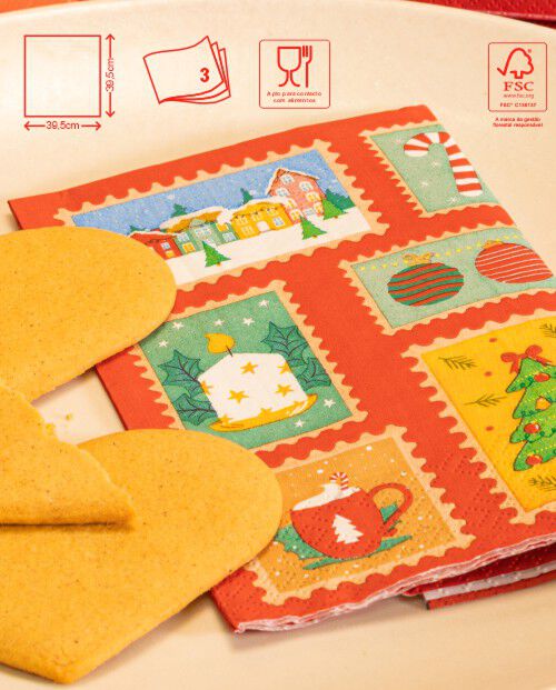Serviettes Timbres de No&euml;l
