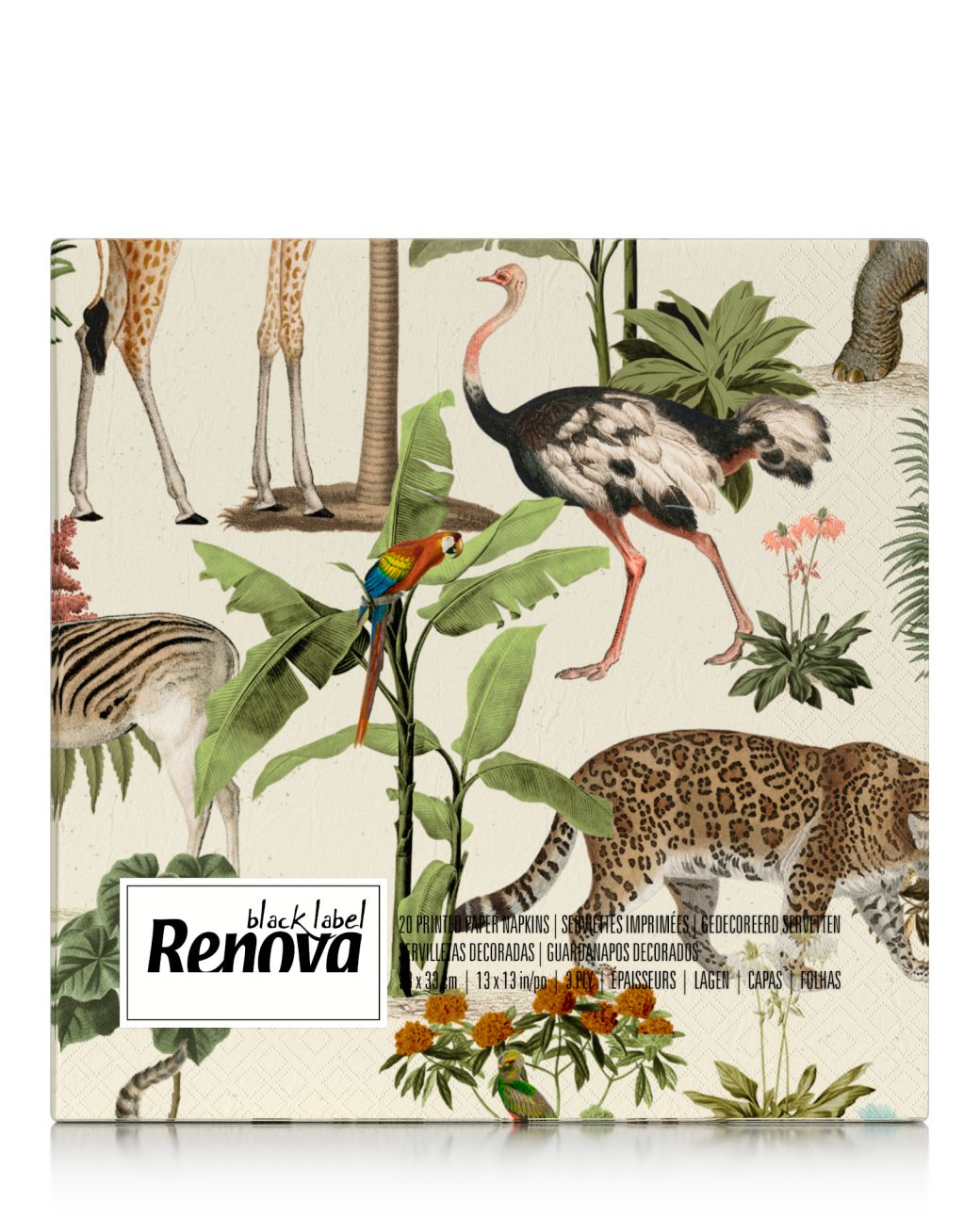 Lot De 20 Serviettes De Table Motifs Oiseaux Jungle - 33x33 Cm - 3 Couches - Fabriqué En Allemagne éco-responsable