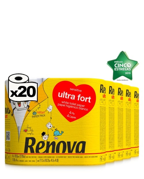Carta Igienica Renova Ultra Fort - 4 Rotoli, 4 Strati, Bianco, 19.5m - Foto 3